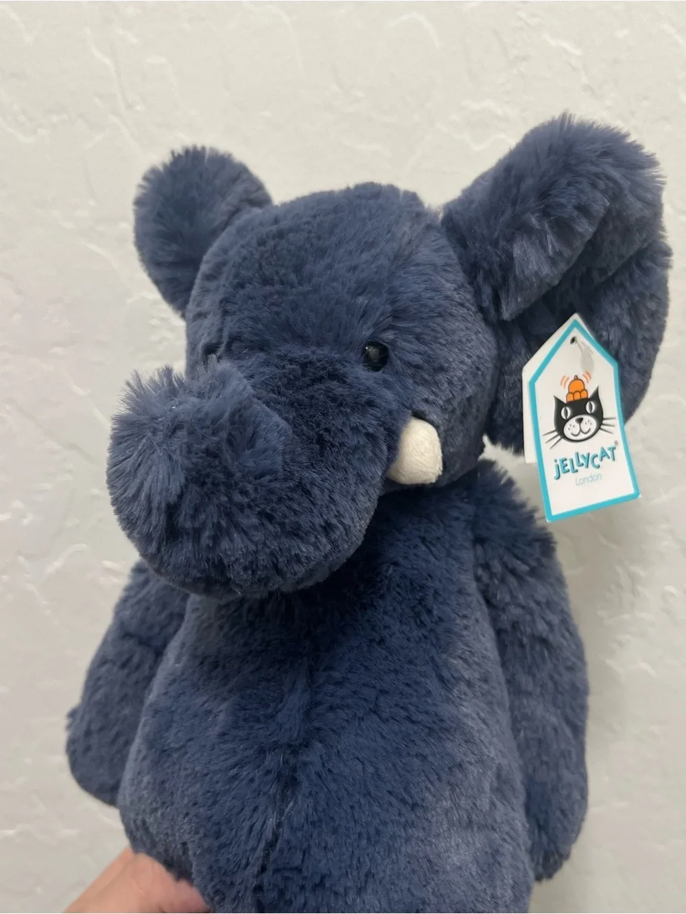 Jellycat London Medium Bashful Elephant Navy Blue Plush NWT